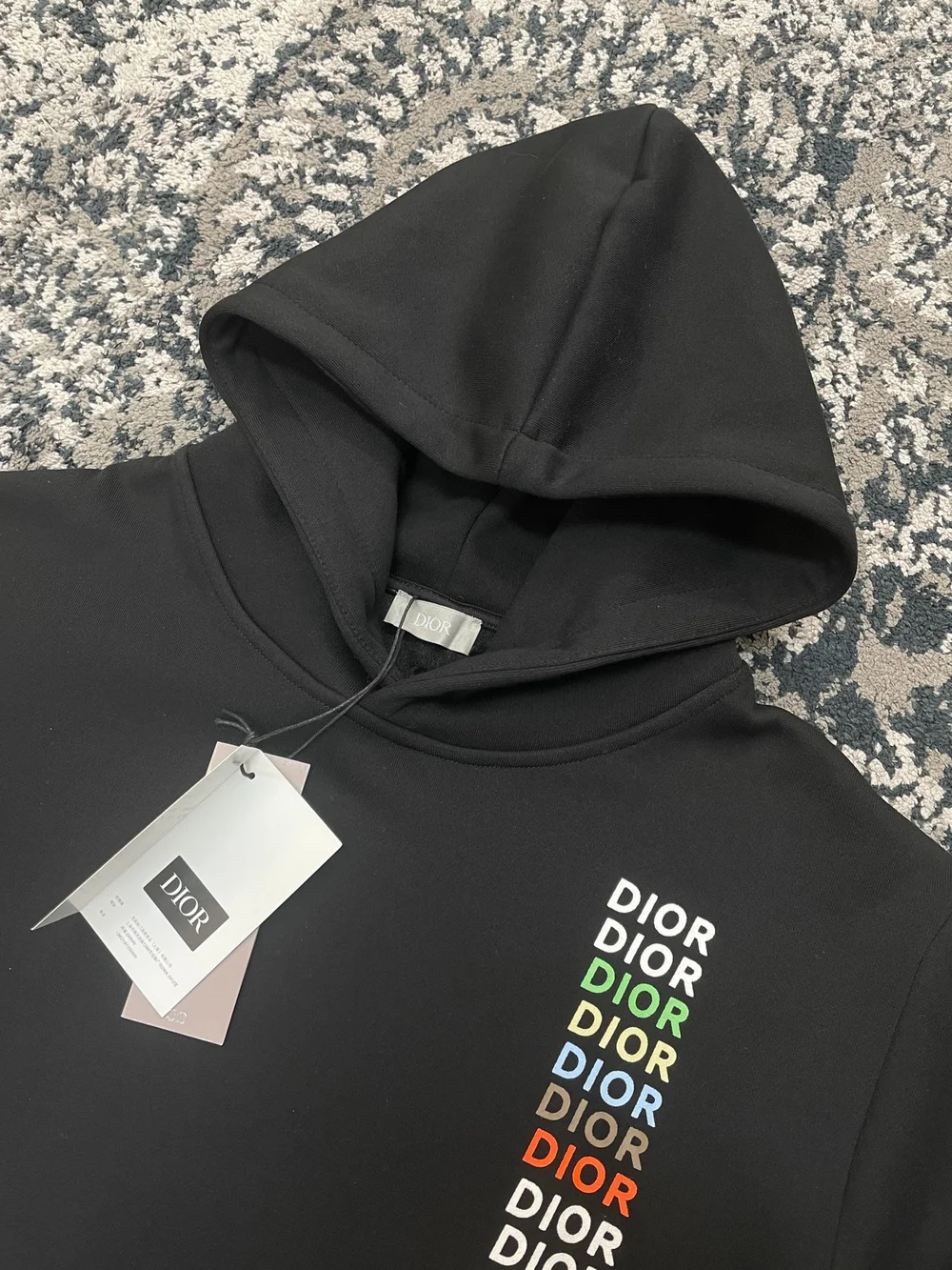 디올 릴렉스 핏 브랙 코튼 후드