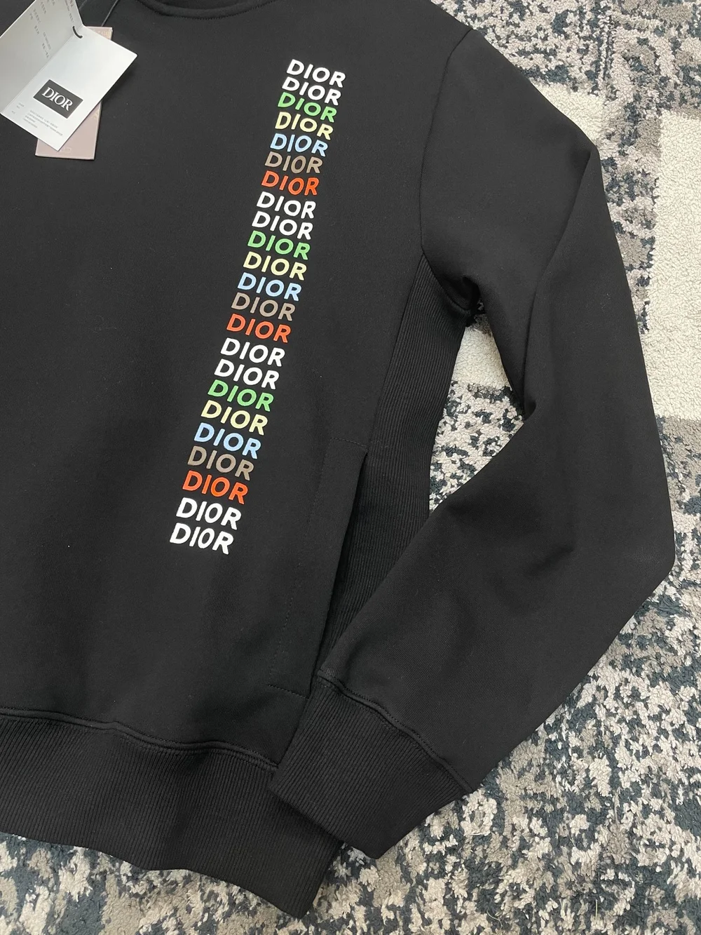 디올 릴렉스 핏 브랙 코튼 후드