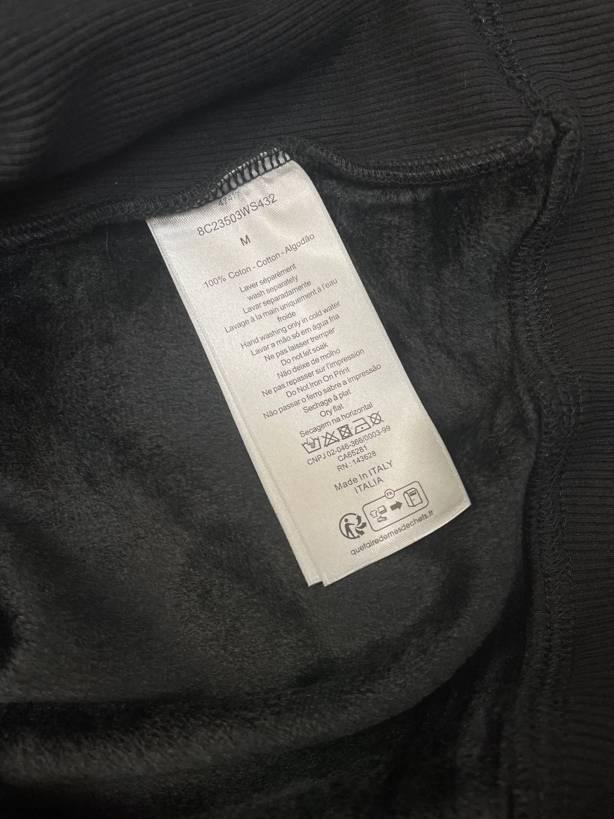 디올 릴렉스 핏 브랙 코튼 후드