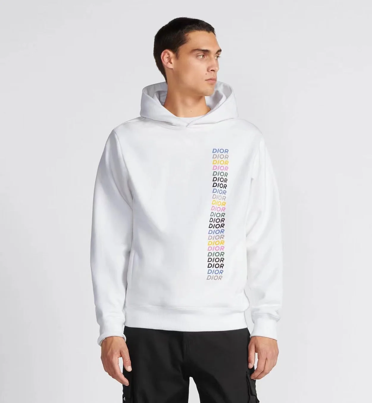 디올 릴렉스 핏 화이트 코튼 후드