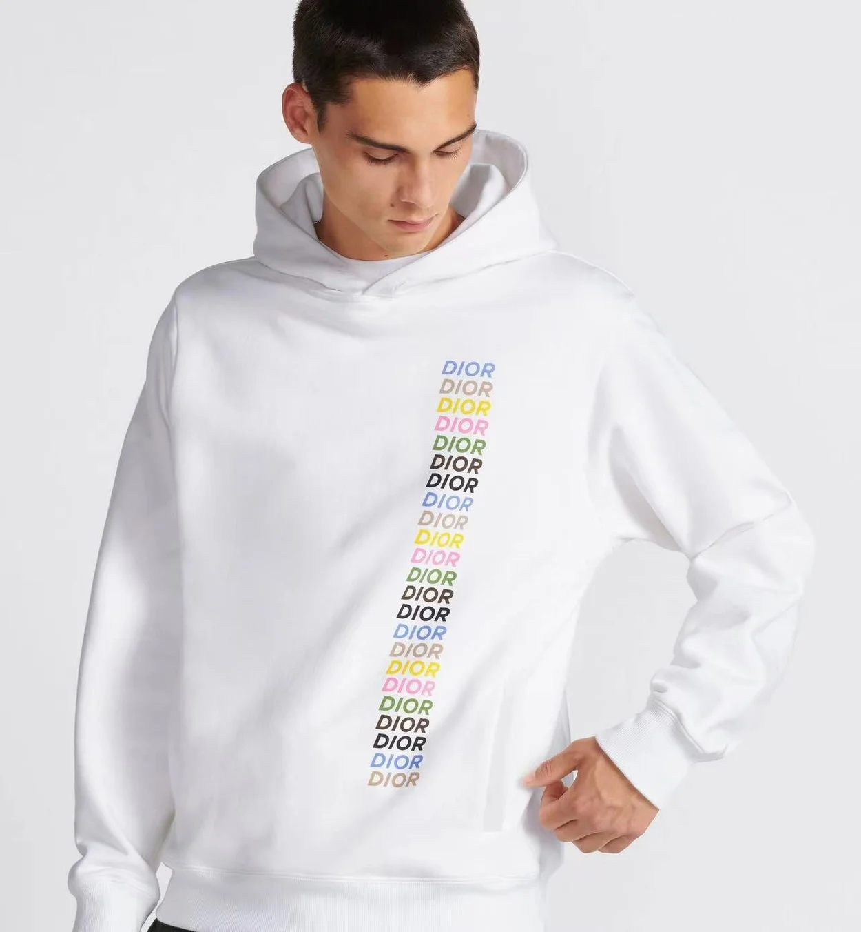 디올 릴렉스 핏 화이트 코튼 후드