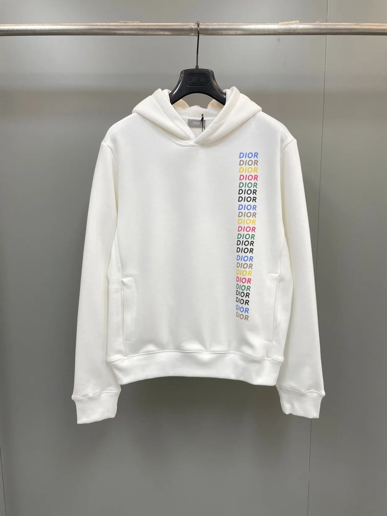 디올 릴렉스 핏 화이트 코튼 후드