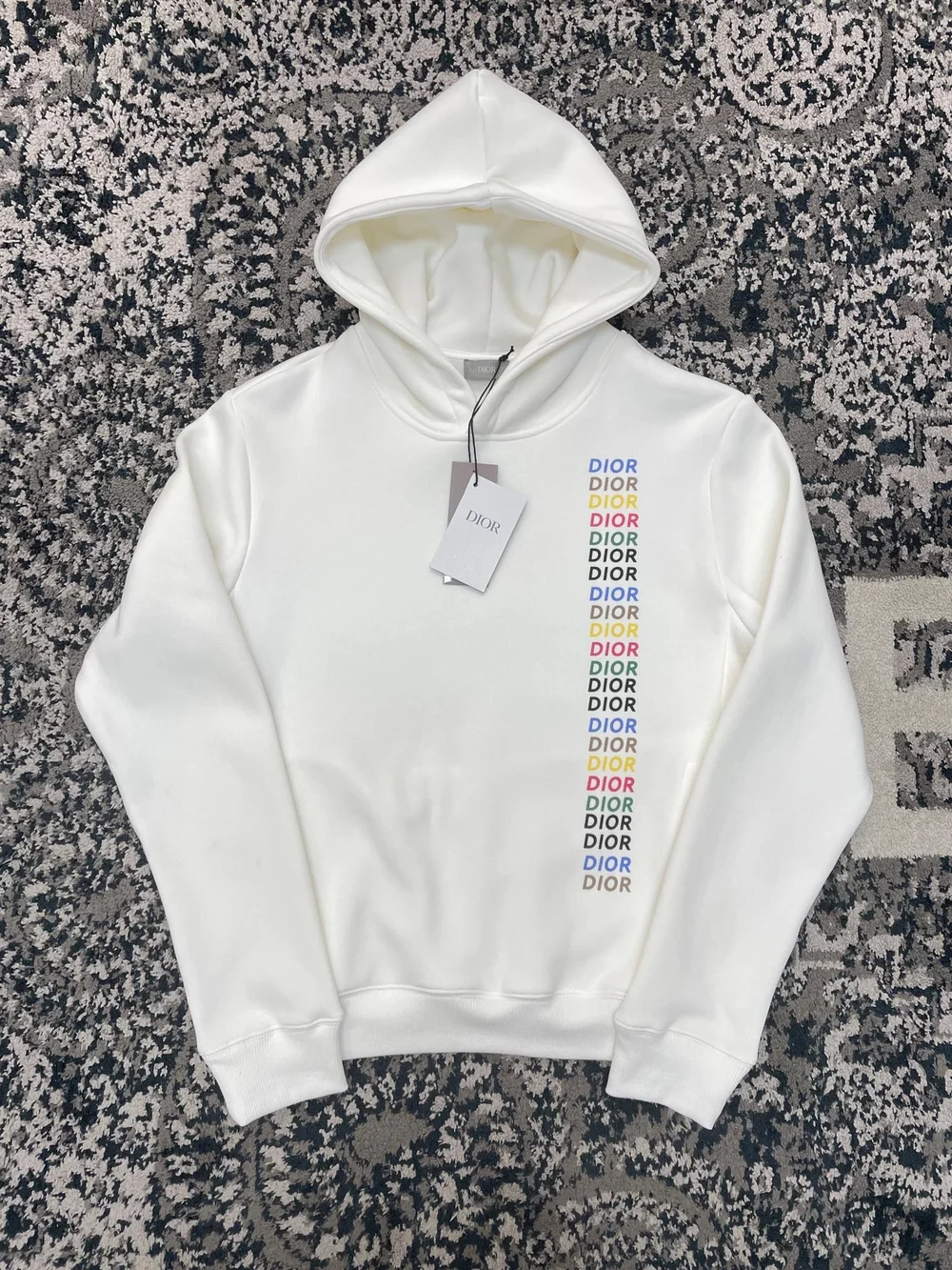디올 릴렉스 핏 화이트 코튼 후드