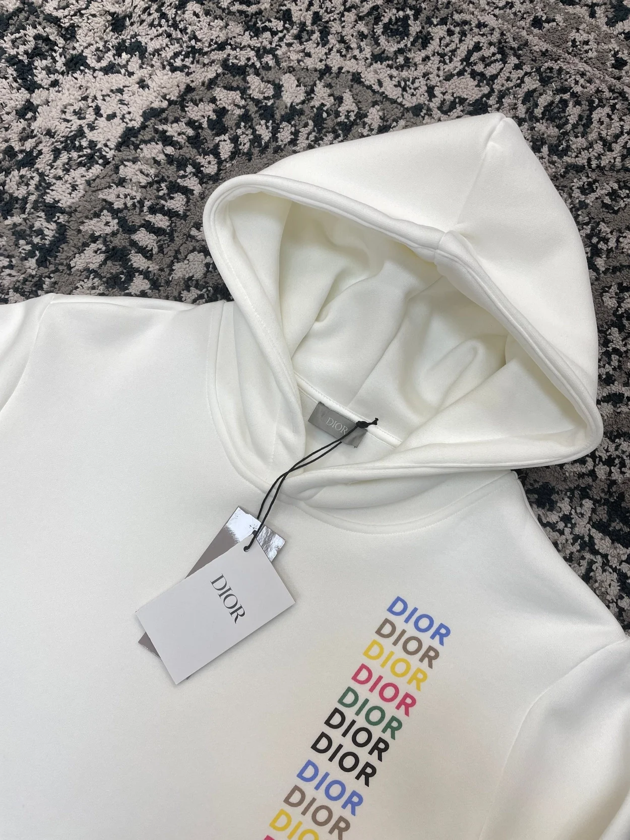 디올 릴렉스 핏 화이트 코튼 후드