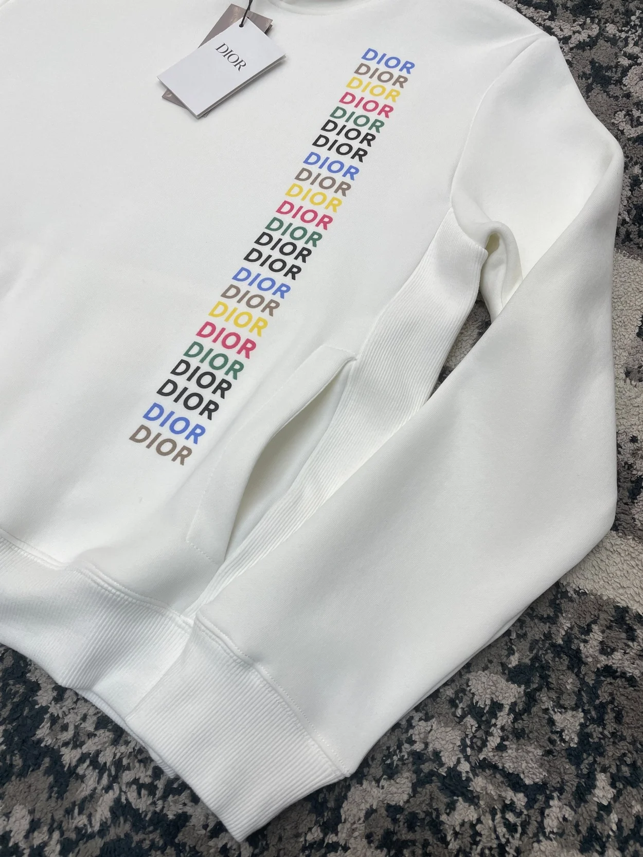 디올 릴렉스 핏 화이트 코튼 후드