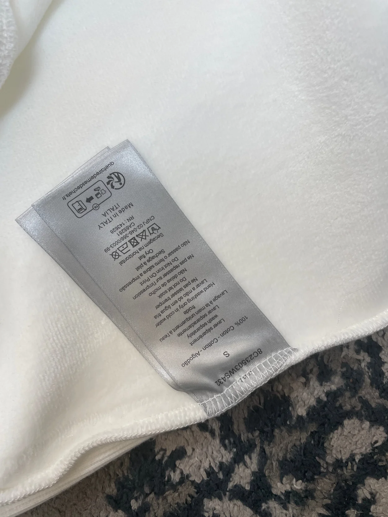 디올 릴렉스 핏 화이트 코튼 후드