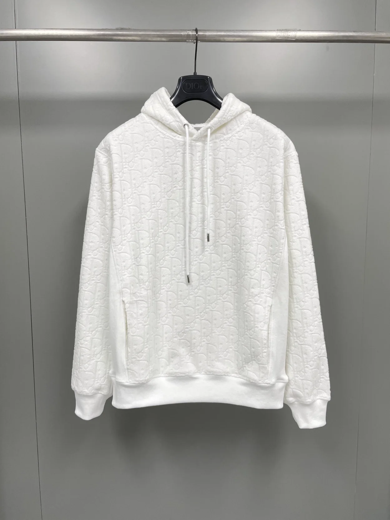 디올 오블리크 릴렉스 핏 후드 화이트