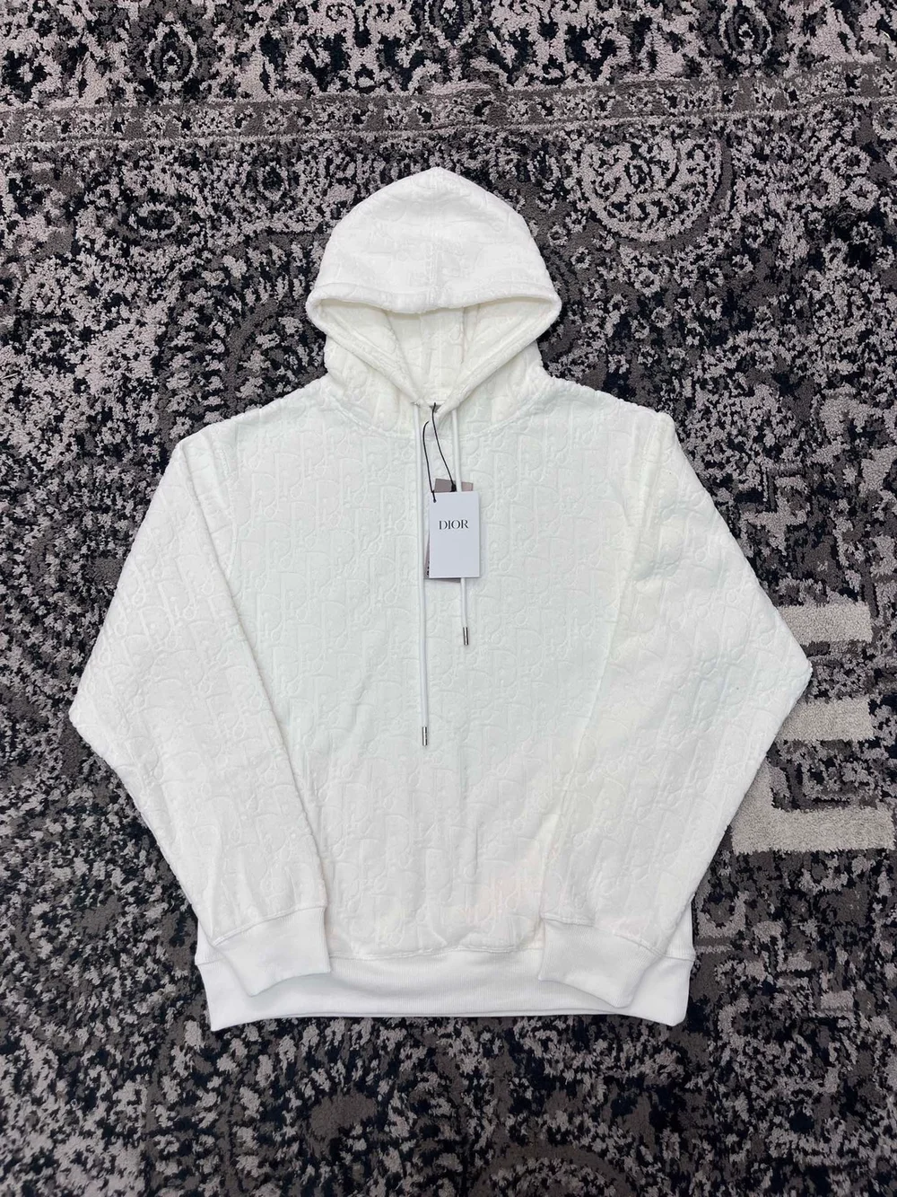 디올 오블리크 릴렉스 핏 후드 화이트