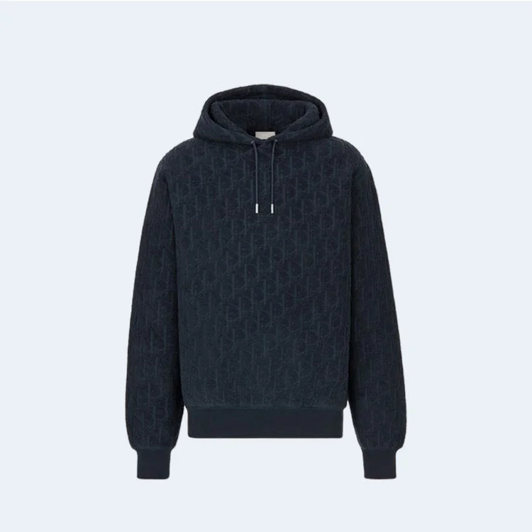 디올 오블리크 릴렉스 핏 후드 네이비