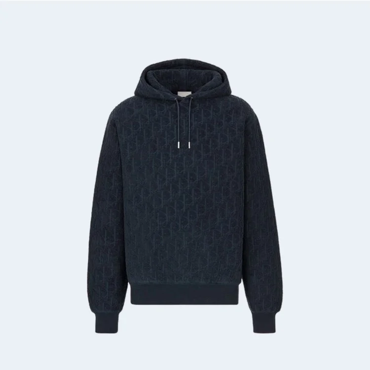 디올 오블리크 릴렉스 핏 후드 네이비