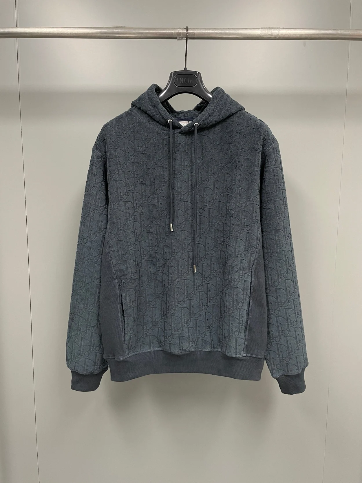 디올 오블리크 릴렉스 핏 후드 네이비