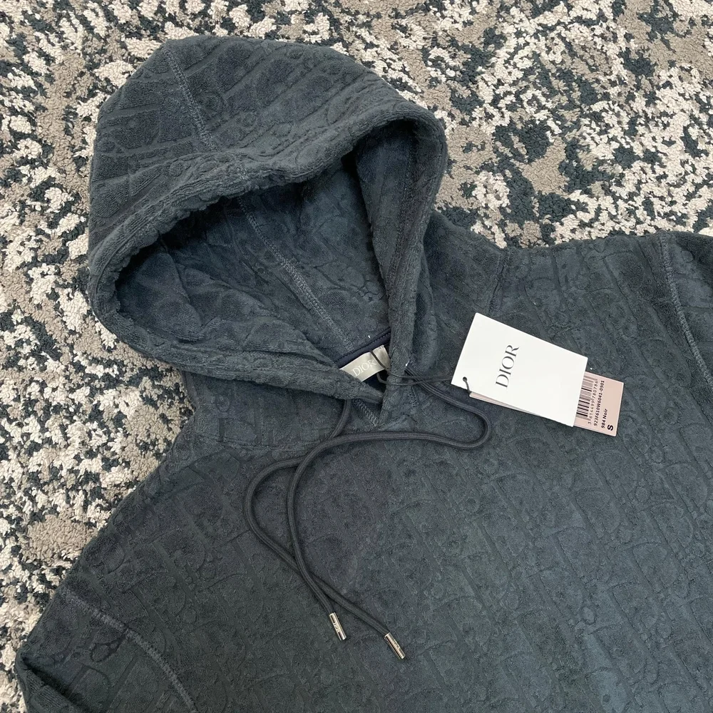 디올 오블리크 릴렉스 핏 후드 네이비