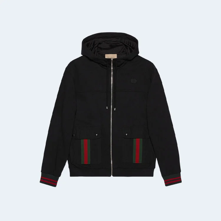 구찌 웹 디테일 코튼 후드