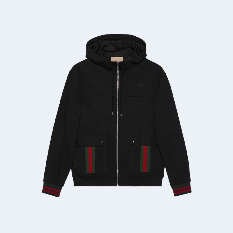 구찌 웹 디테일 코튼 후드