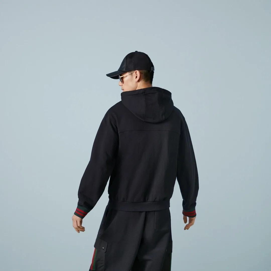 구찌 웹 디테일 코튼 후드