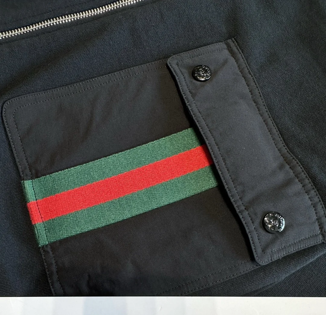 구찌 웹 디테일 코튼 후드