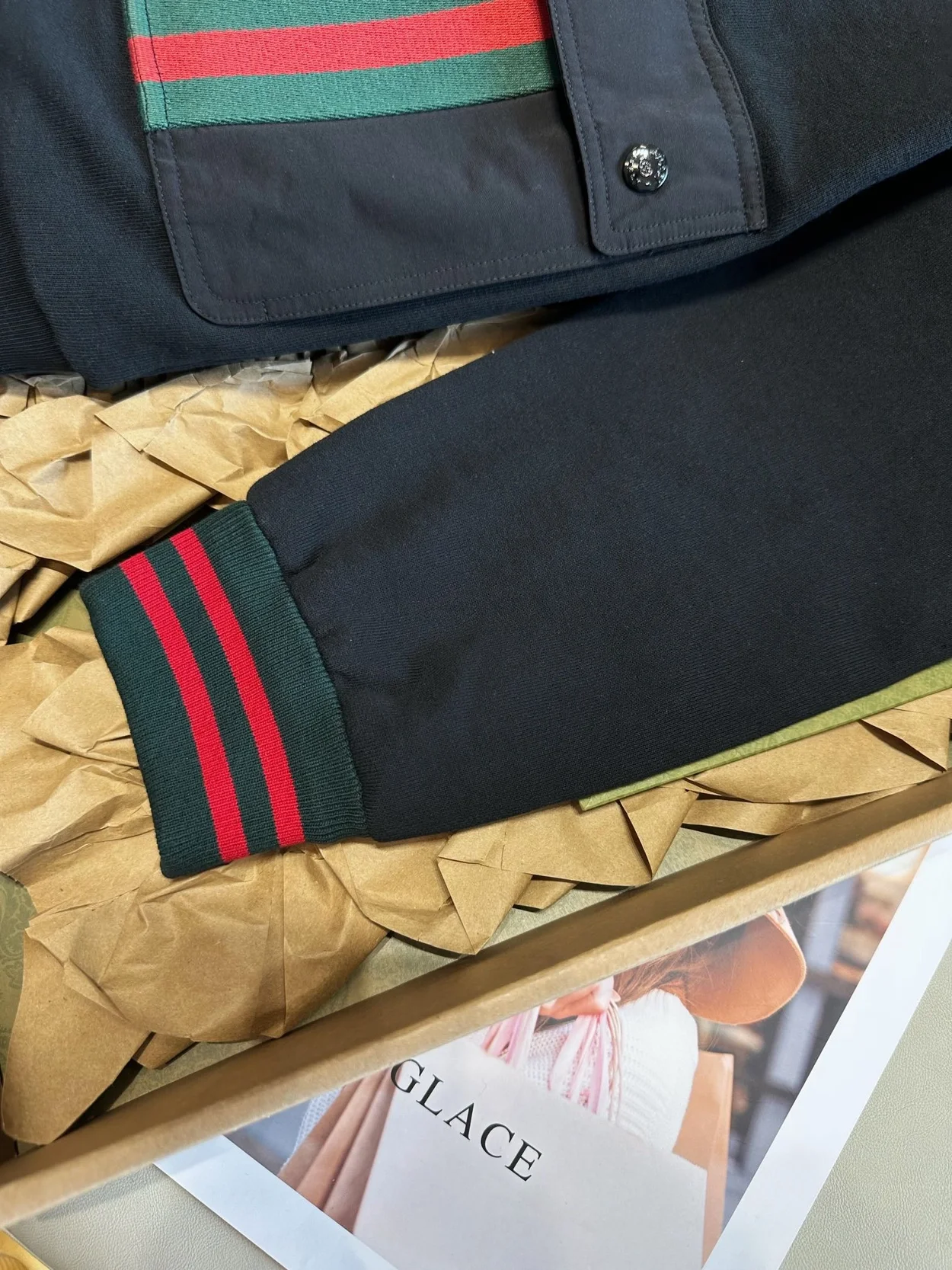 구찌 웹 디테일 코튼 후드