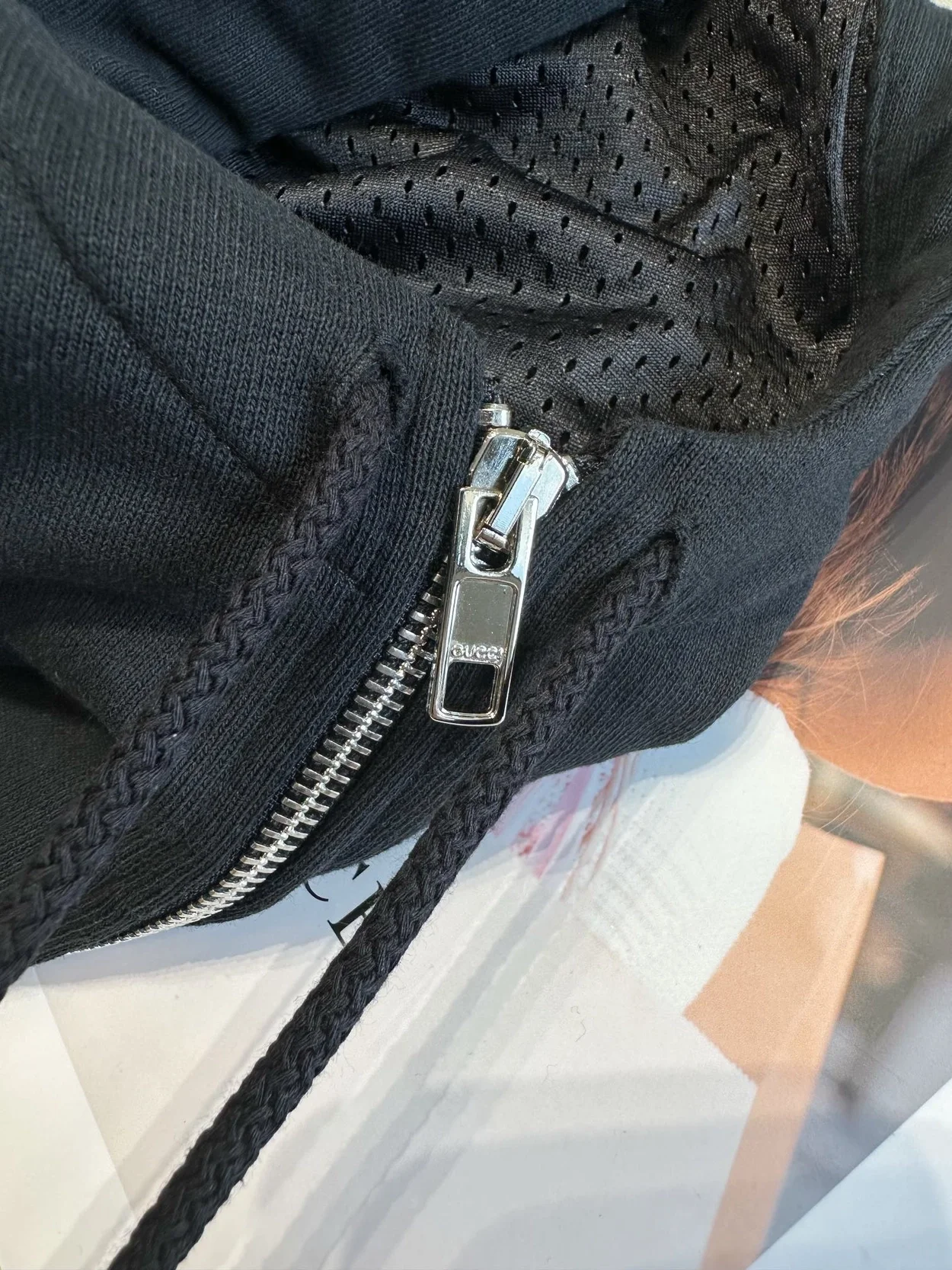 구찌 웹 디테일 코튼 후드