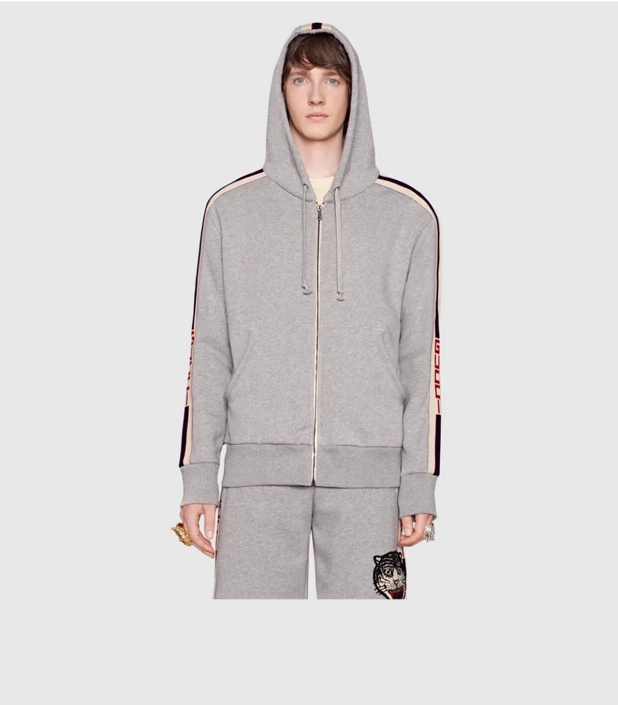 구찌 스트라이프 스웻 후드 자켓