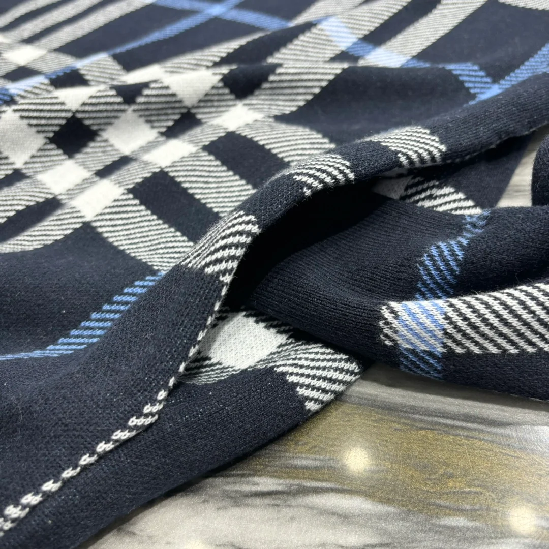 버버리 체크 코튼 자카드 후드