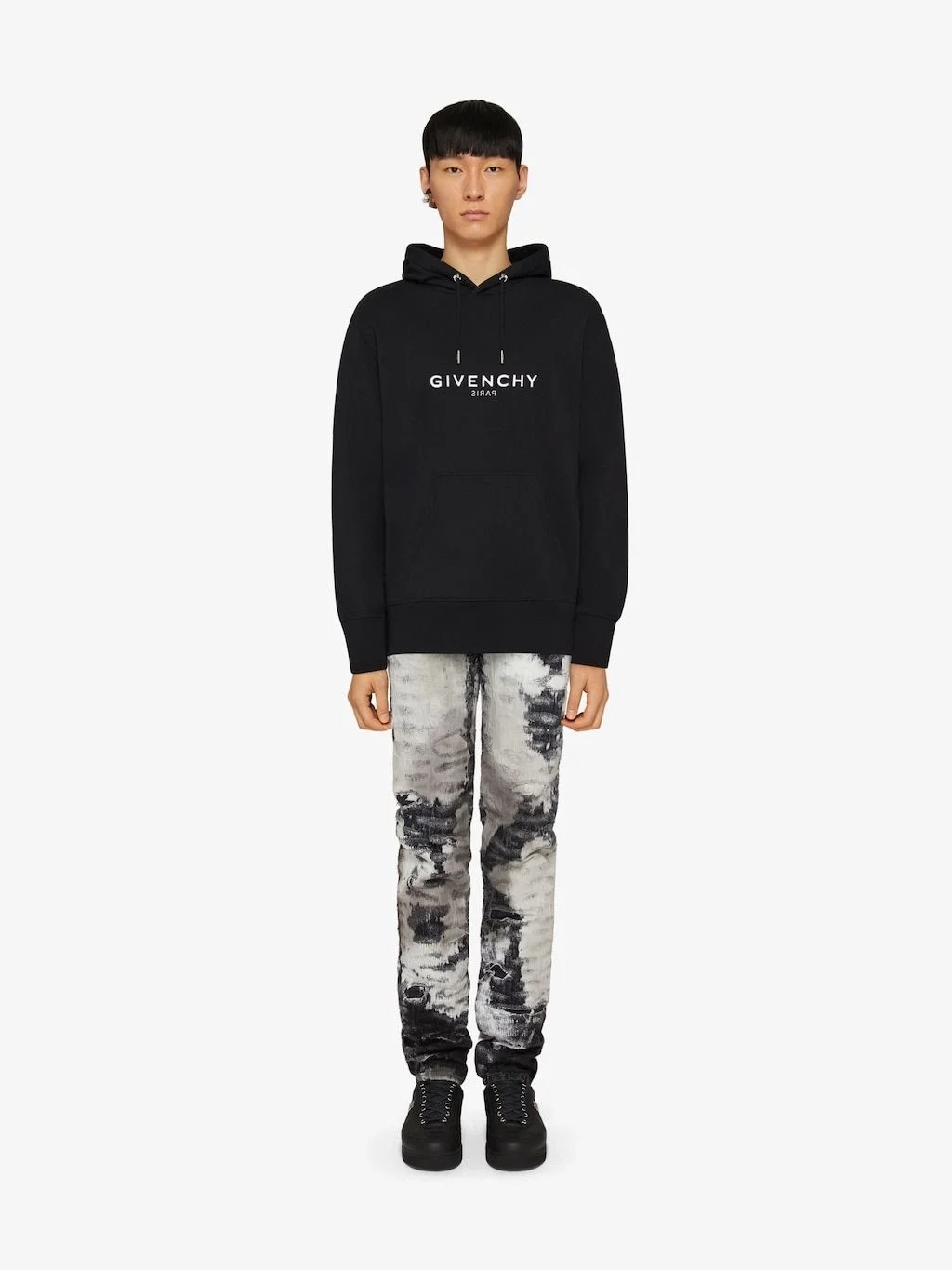 지방시 슬림핏 펠파 프린트 후드