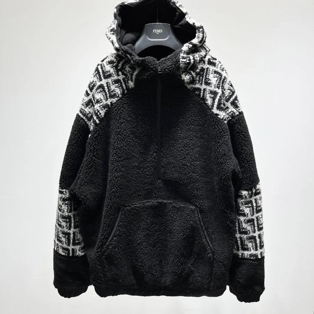 펜디 블랙 패브릭 스웻집업 셔츠