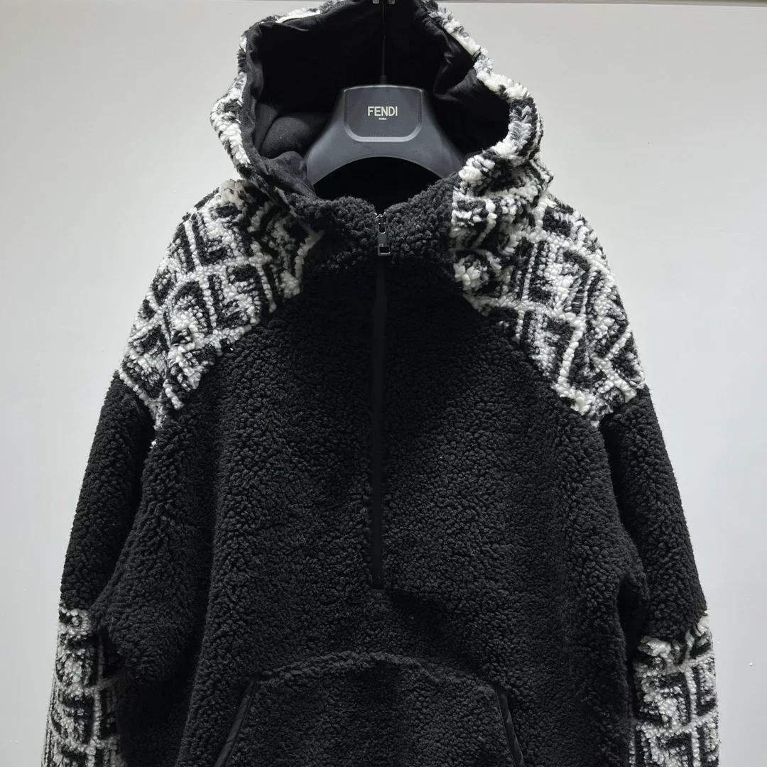 펜디 블랙 패브릭 스웻집업 셔츠