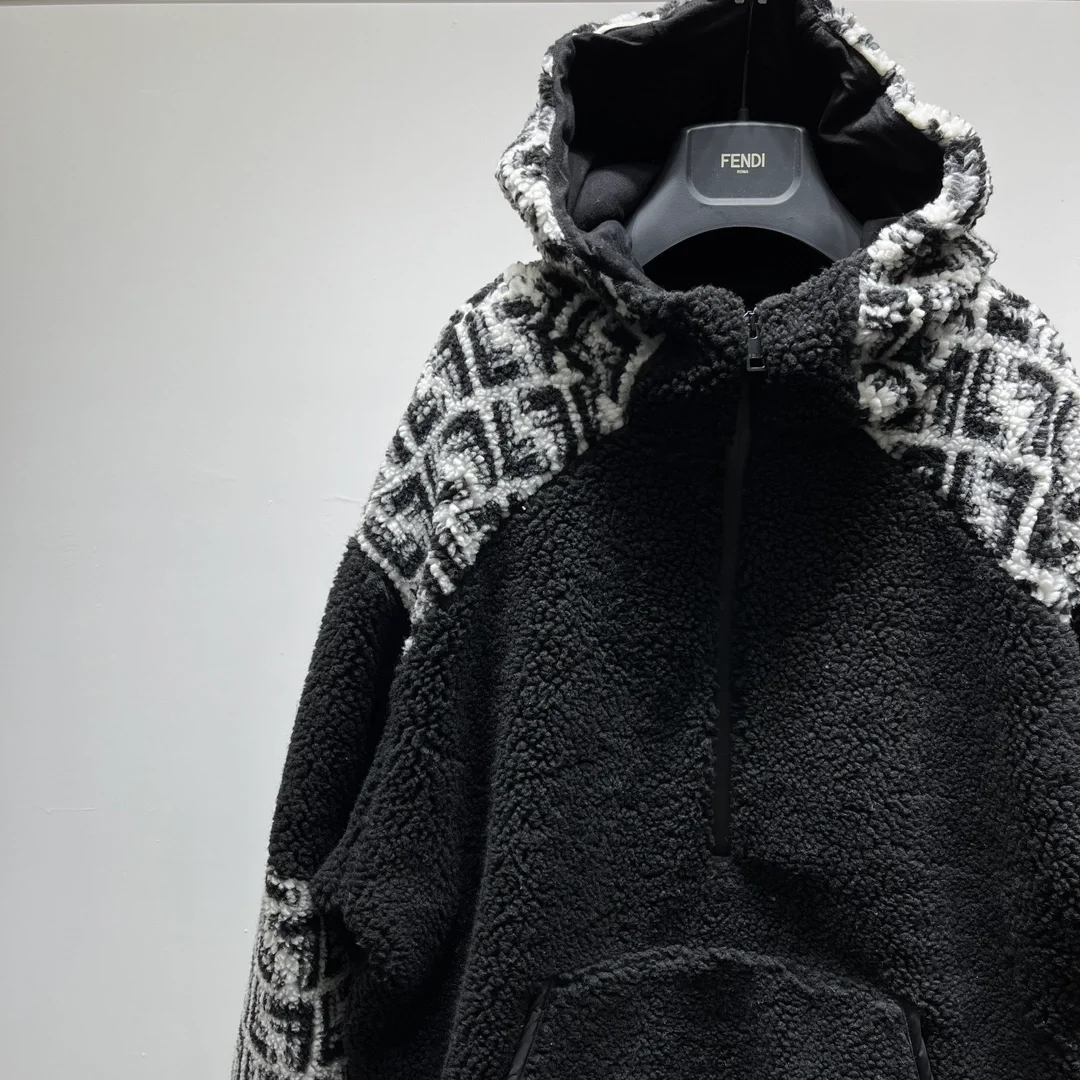 펜디 블랙 패브릭 스웻집업 셔츠