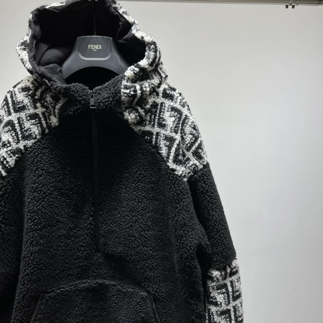 펜디 블랙 패브릭 스웻집업 셔츠