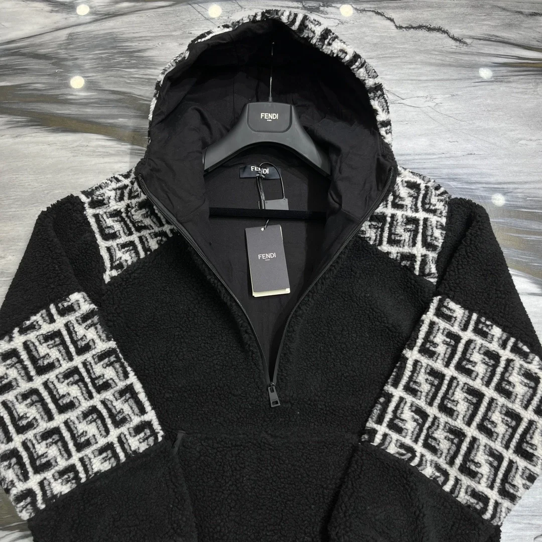 펜디 블랙 패브릭 스웻집업 셔츠