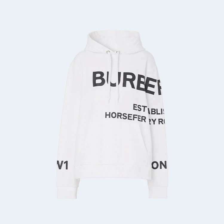 버버리 호스페리 프린트 코튼 후드 화이트
