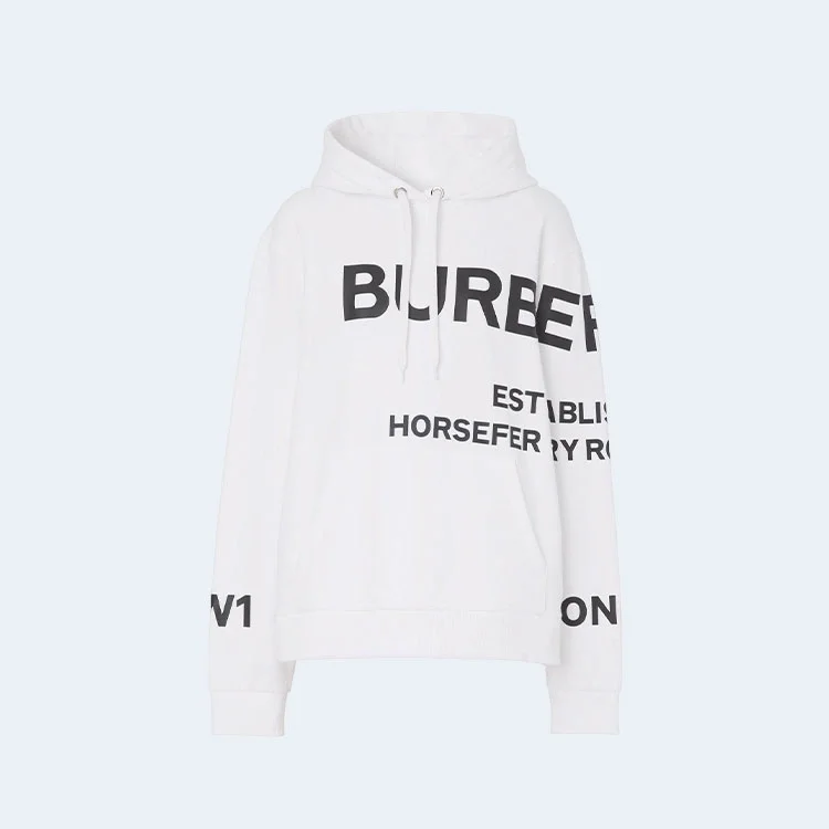 버버리 호스페리 프린트 코튼 후드 화이트