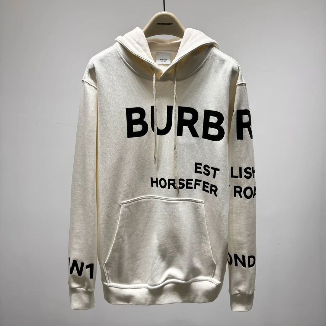 버버리 호스페리 프린트 코튼 후드 화이트