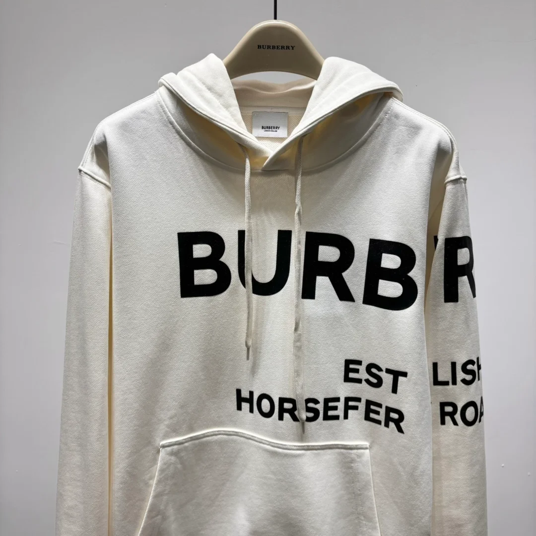 버버리 호스페리 프린트 코튼 후드 화이트