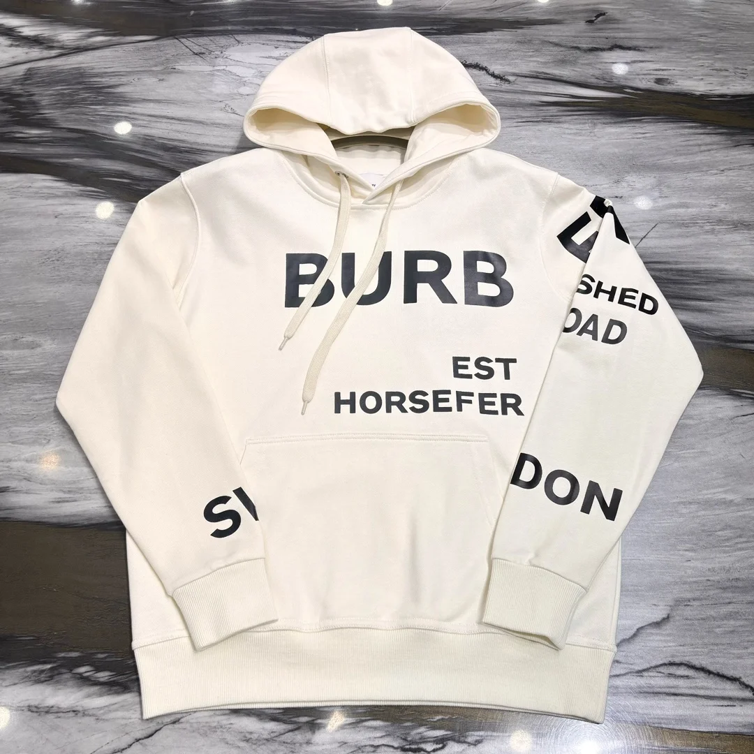 버버리 호스페리 프린트 코튼 후드 화이트