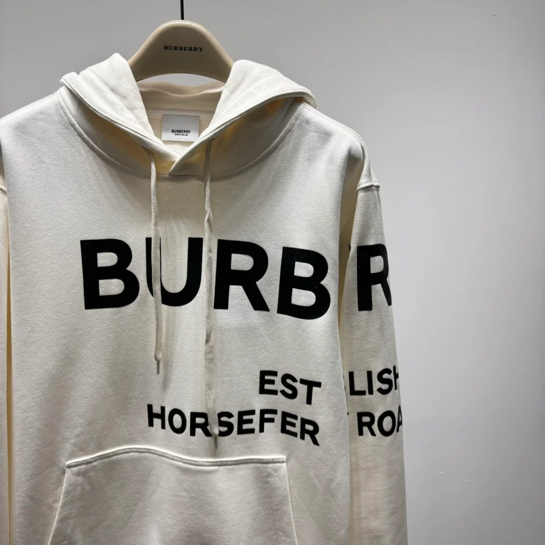 버버리 호스페리 프린트 코튼 후드 화이트