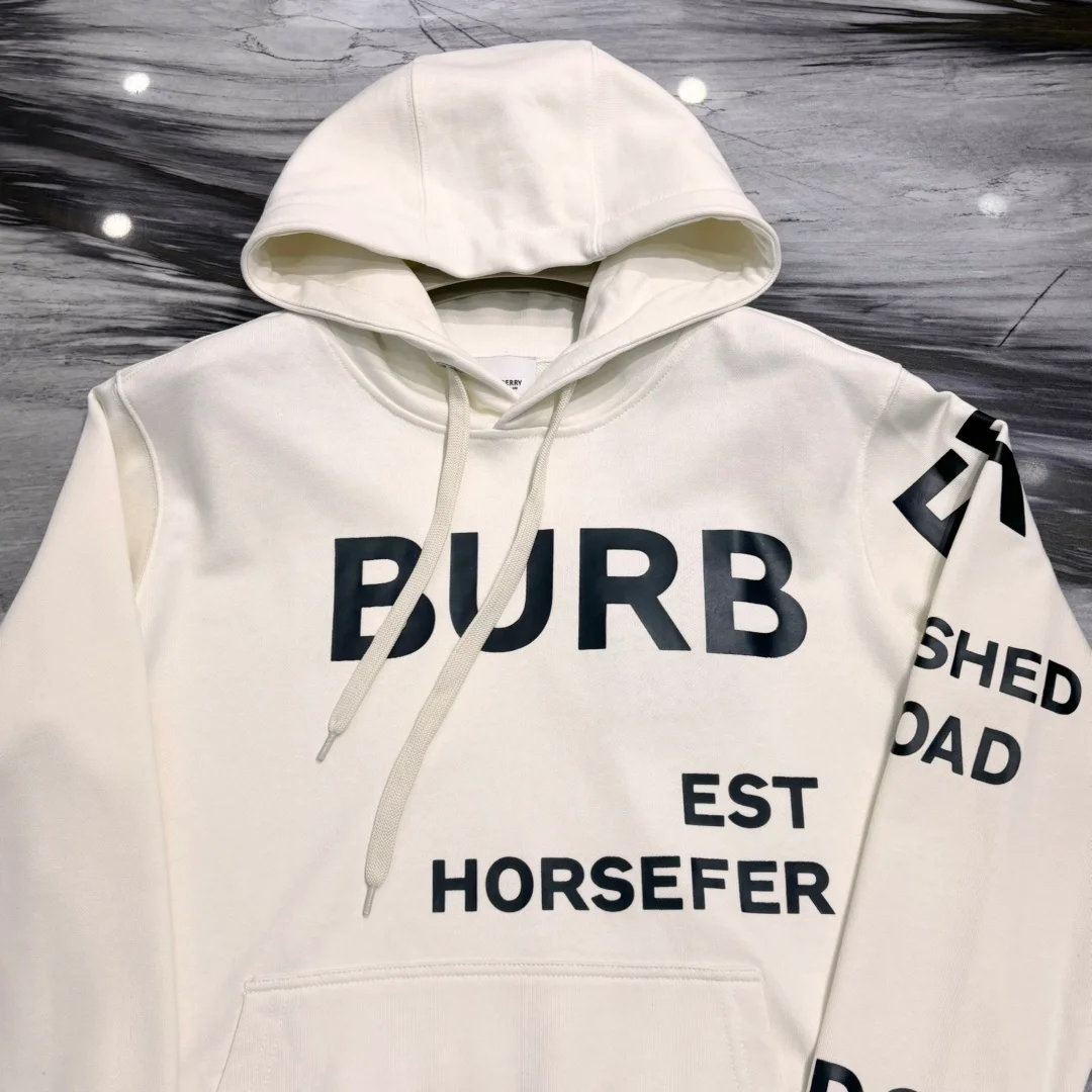 버버리 호스페리 프린트 코튼 후드 화이트