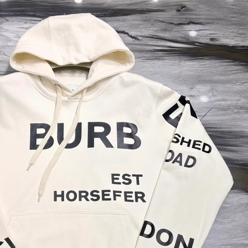 버버리 호스페리 프린트 코튼 후드 화이트