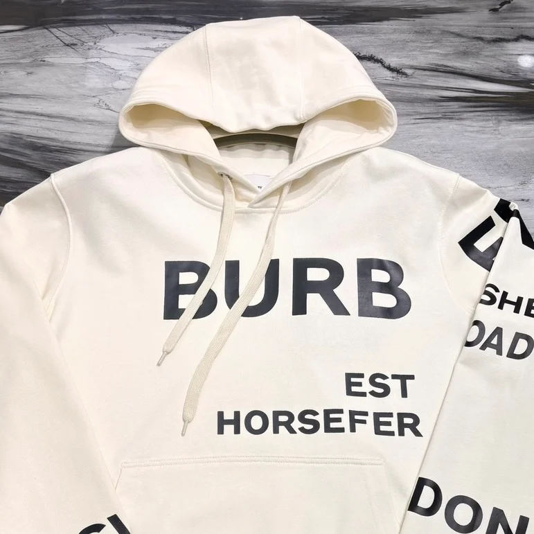 버버리 호스페리 프린트 코튼 후드 화이트