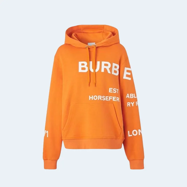 버버리 호스페리 프린트 코튼 후드 오렌지
