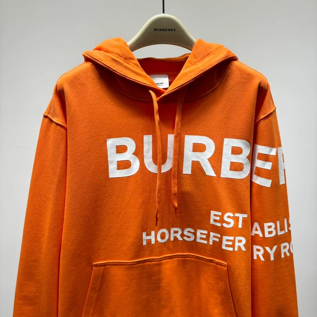 버버리 호스페리 프린트 코튼 후드 오렌지