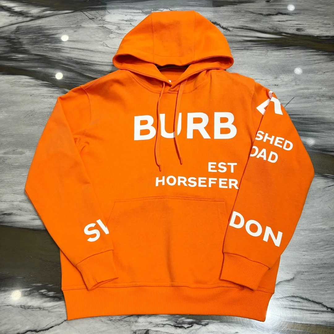 버버리 호스페리 프린트 코튼 후드 오렌지