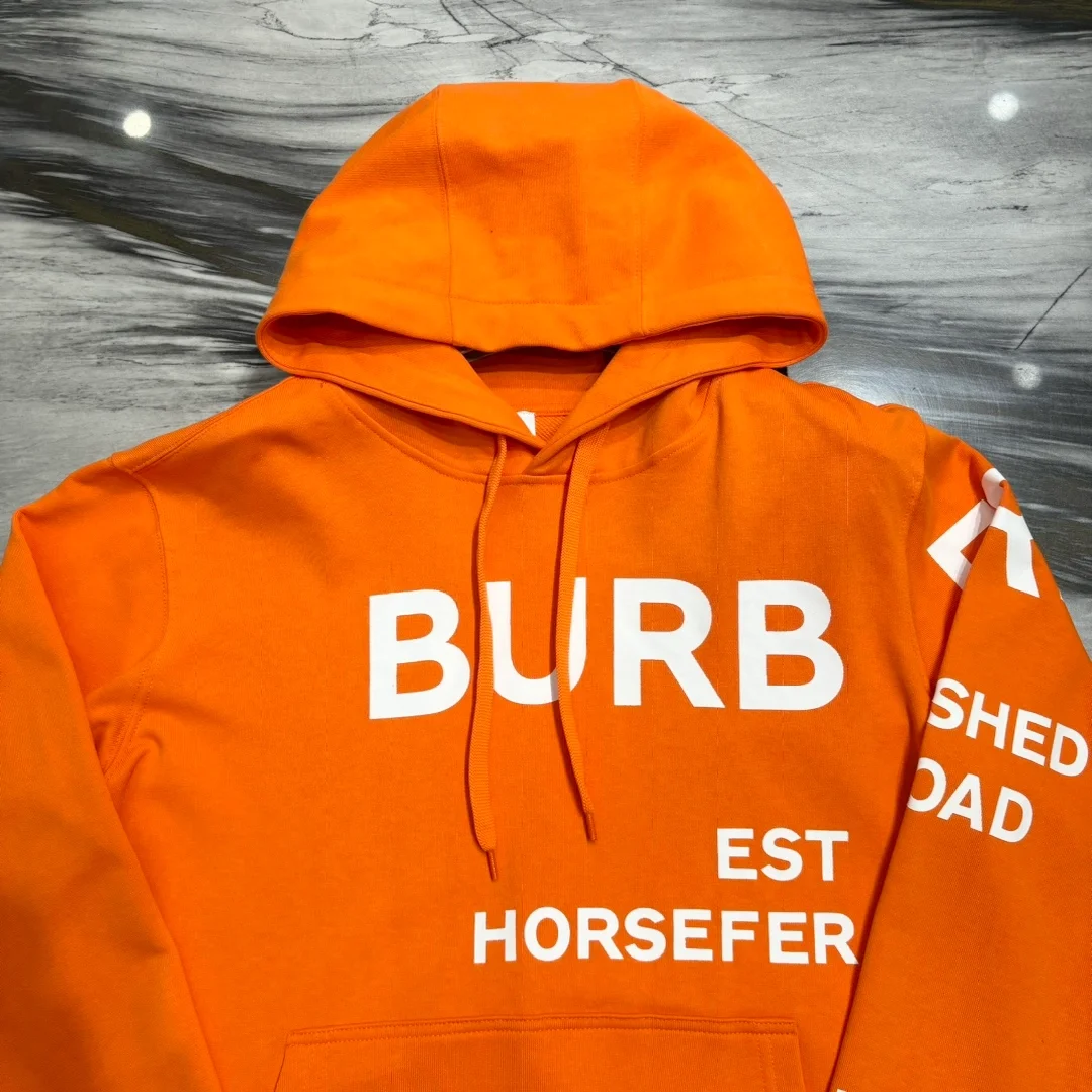 버버리 호스페리 프린트 코튼 후드 오렌지