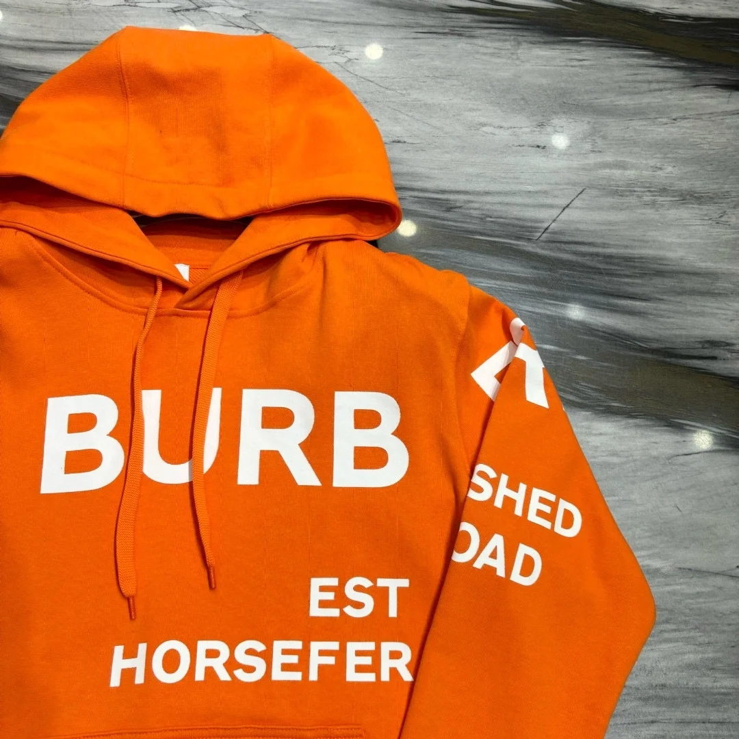 버버리 호스페리 프린트 코튼 후드 오렌지