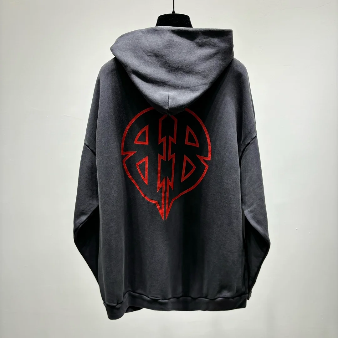 발렌시아가 BB 로고 프린팅 후드탑