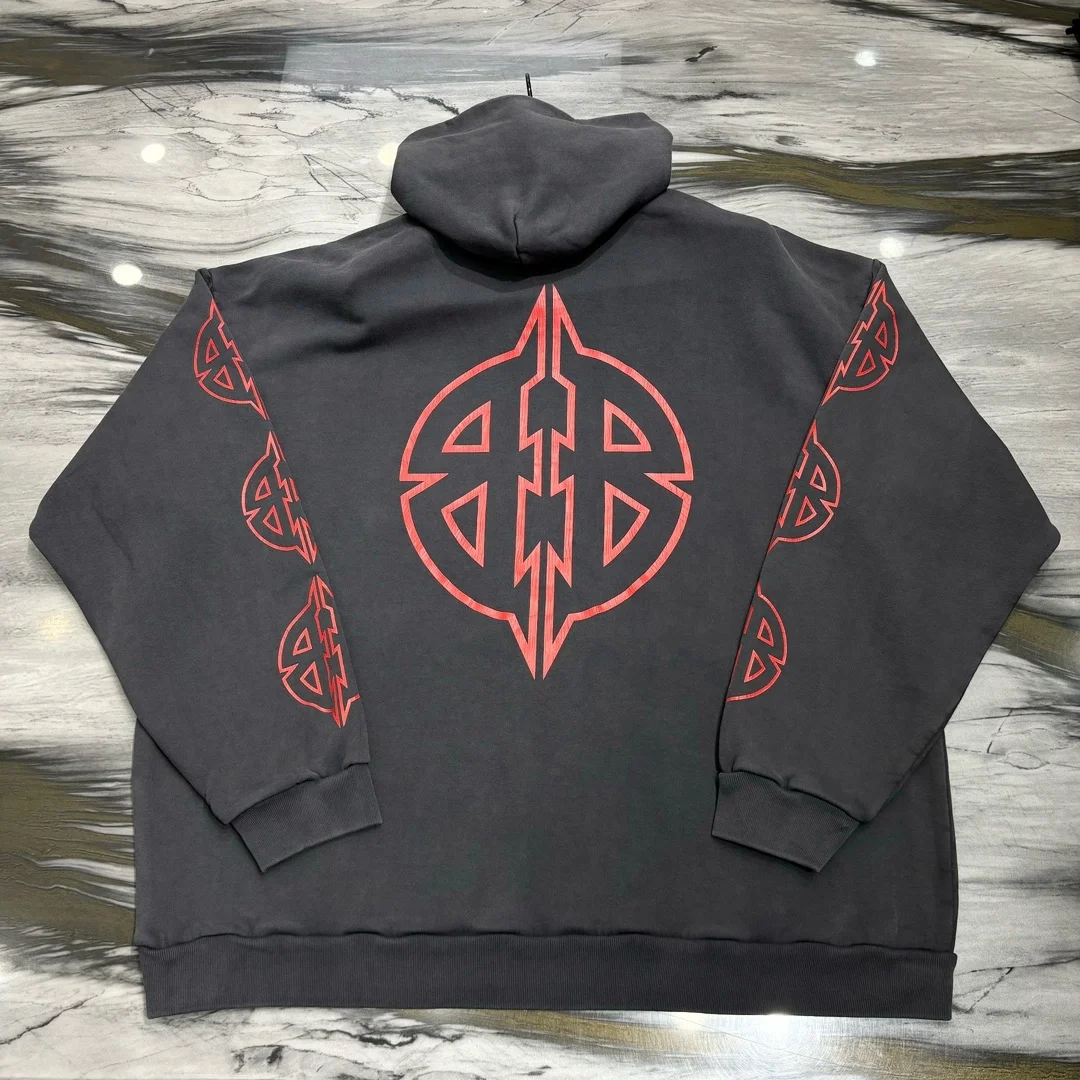 발렌시아가 BB 로고 프린팅 후드탑