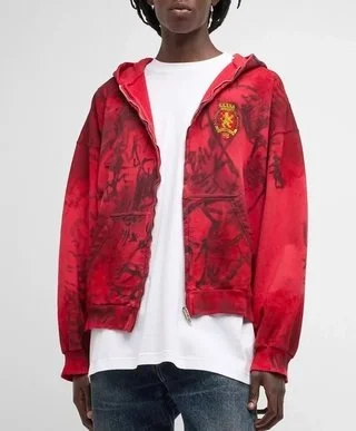 발렌시아가 스케이터 집업 후드 레드