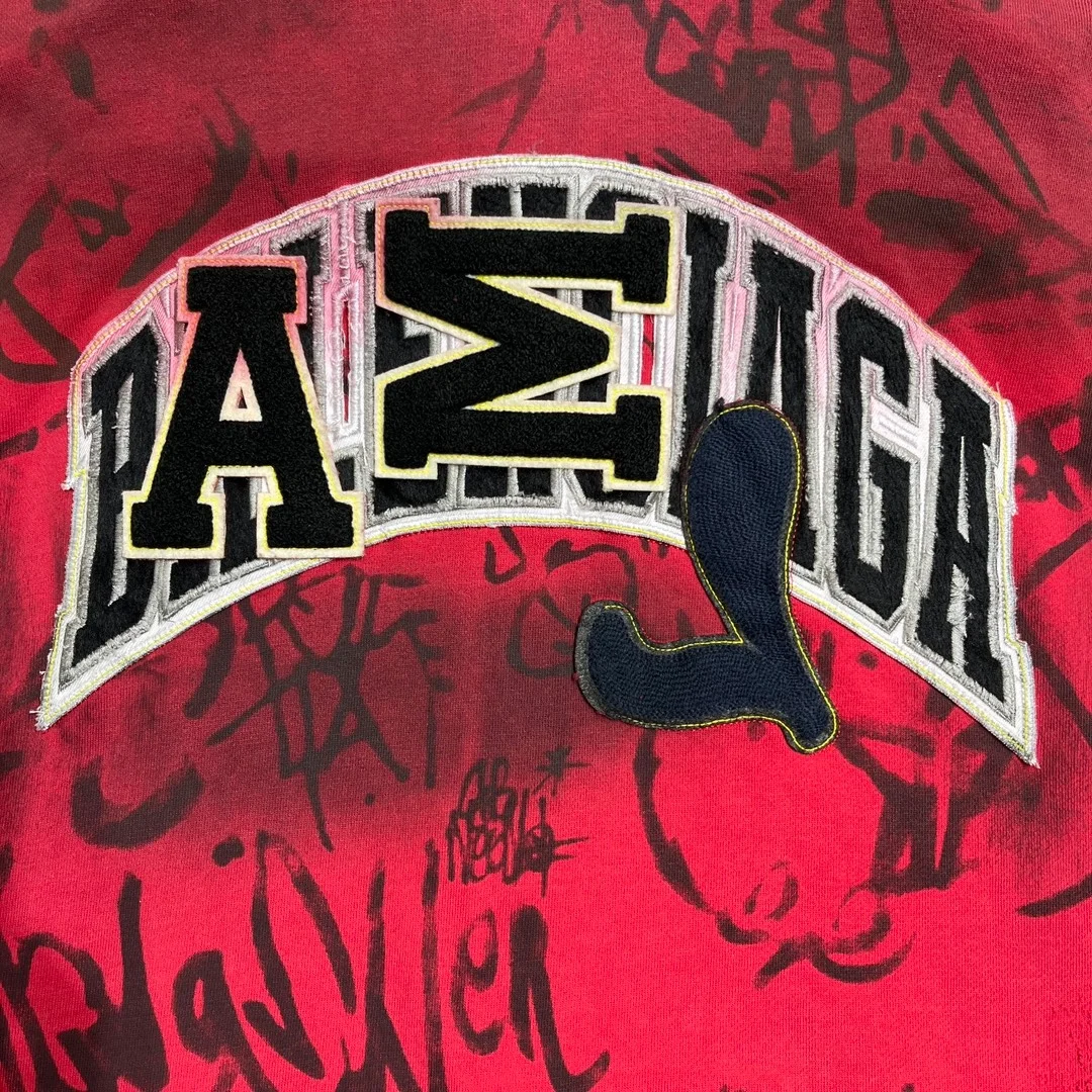 발렌시아가 스케이터 집업 후드 레드