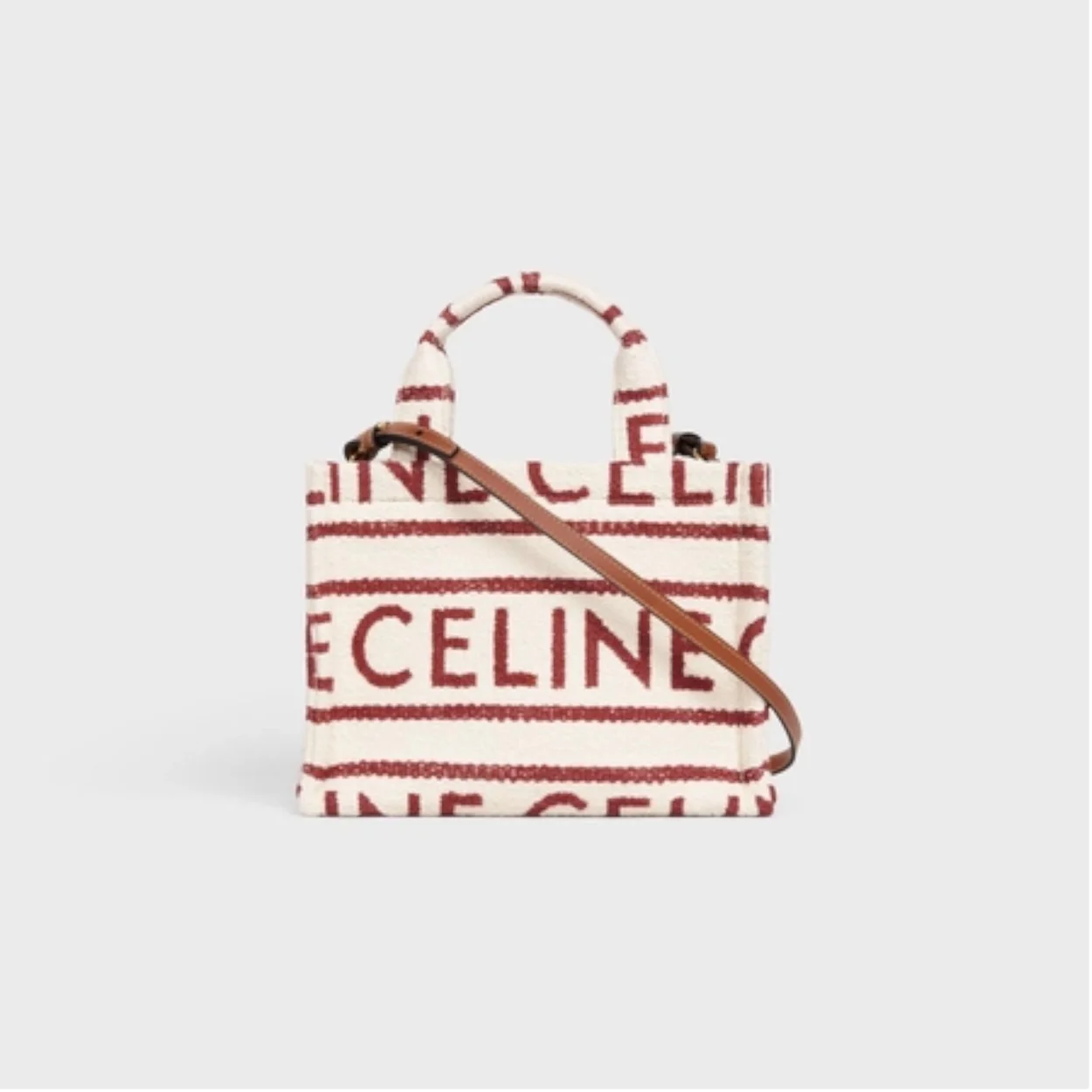 셀린느 스몰 카바스 타이스 텍스타일 올오버 화이트레드