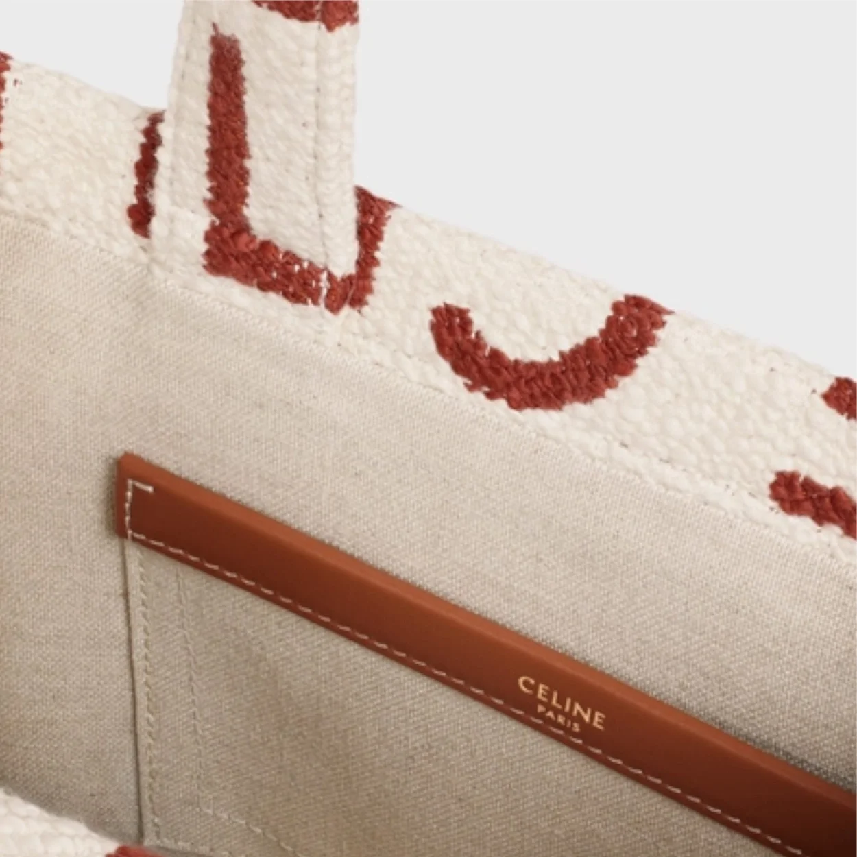 셀린느 스몰 카바스 타이스 텍스타일 올오버 화이트레드